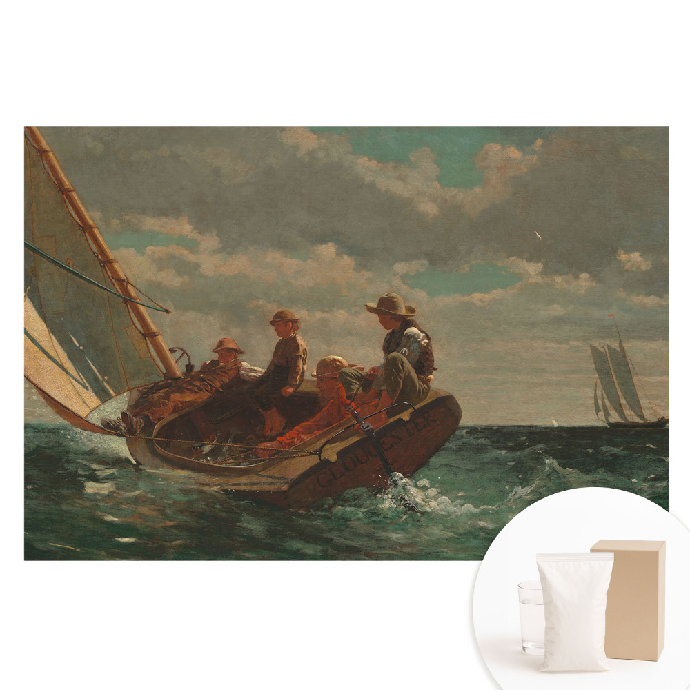 Velká fototapeta na zeď Loď v rozbouřeném moři se skupinou lidí