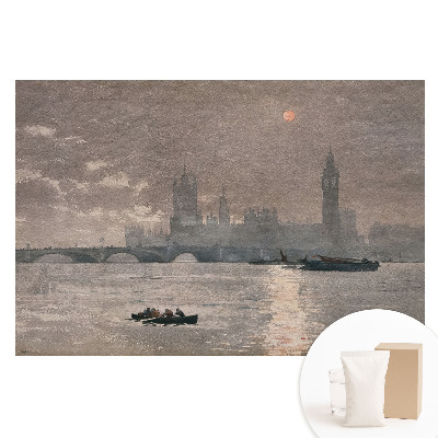 Fototapeta na vliesu Městský soumrak nad řekou s barevnými odrazy
