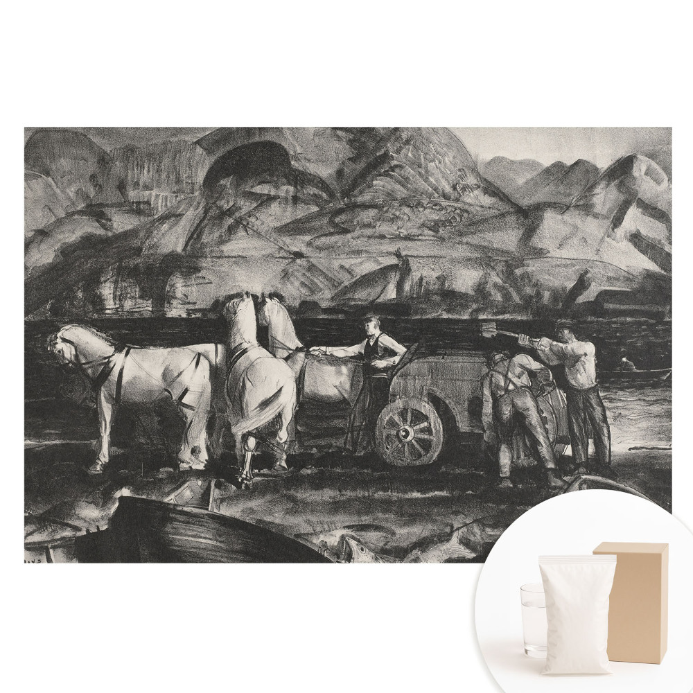 Netkaná tapeta Práce v horách s koňmi