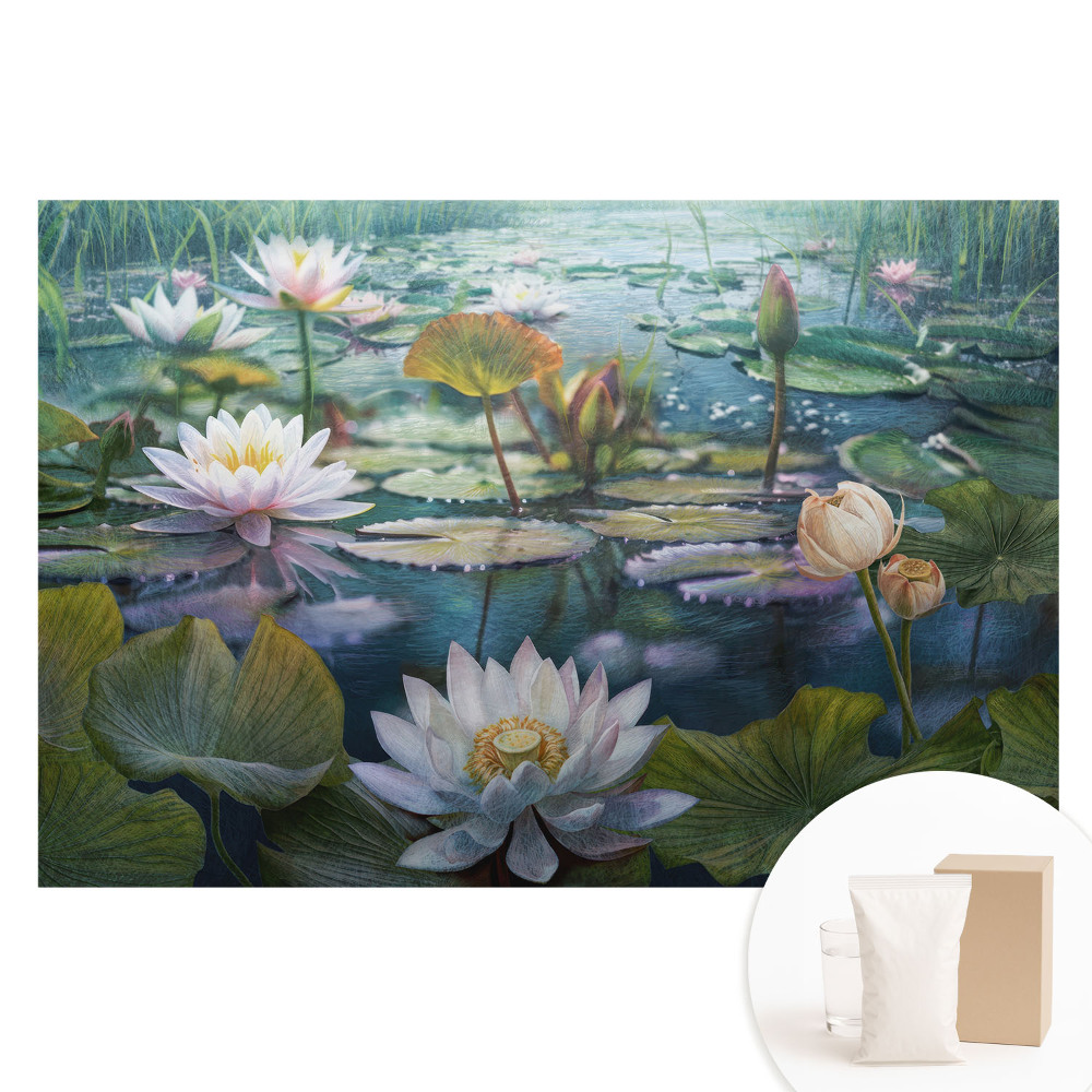 Fotografická tapeta na netkané textilii Zrcadlové odrazy vodních květin