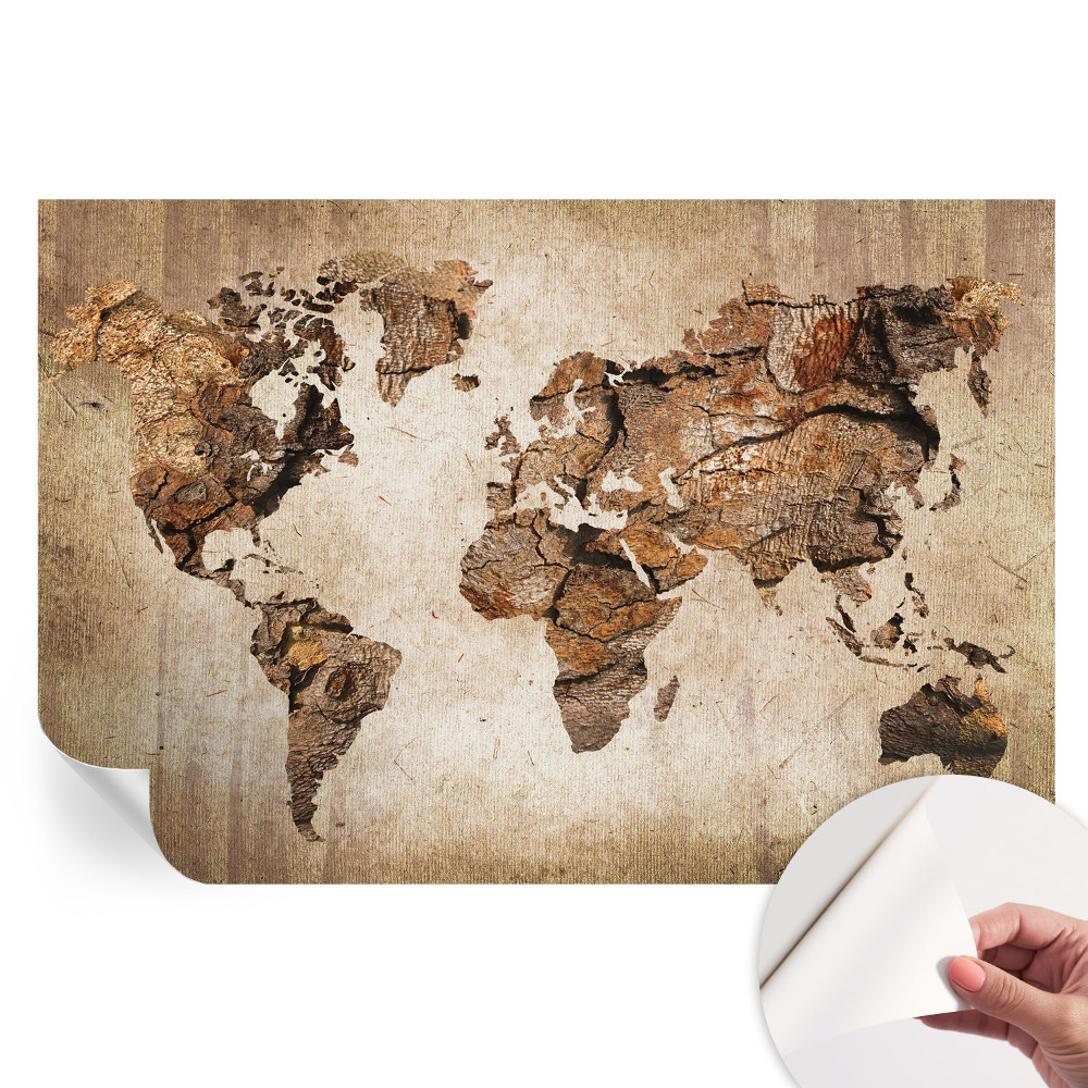 Samolepicí fotografická tapeta Dřevěná mapa
