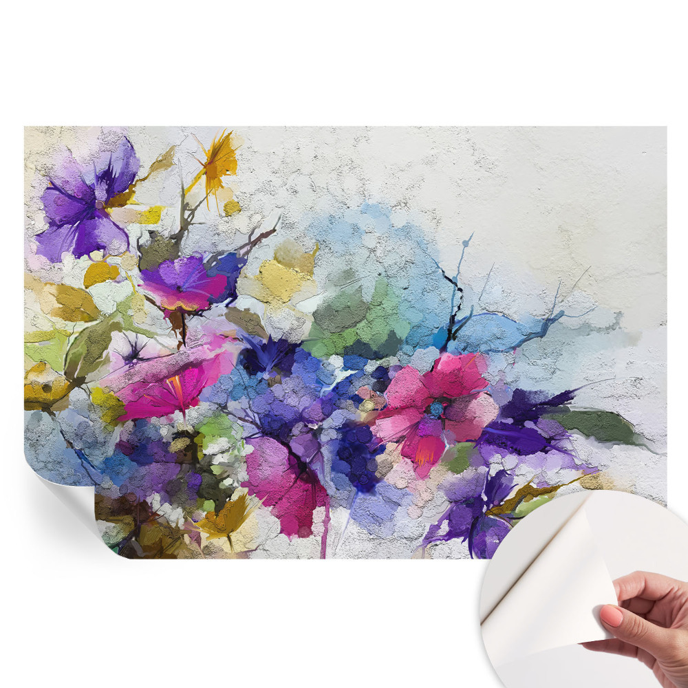 Samolepicí tapeta do obývacího pokoje Abstraktní květiny