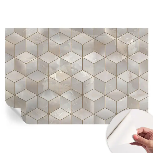 Samolepicí geometrická mozaika na tapetě do obývacího pokoje