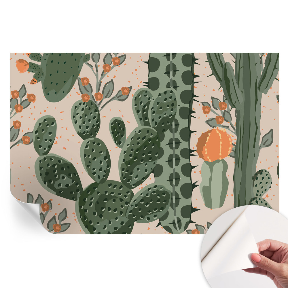 Samolepicí fototapeta do ložnice Zelené kaktusy