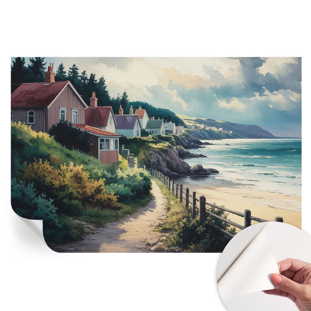 Samolepicí tapeta do obývacího pokoje Domy na útesu