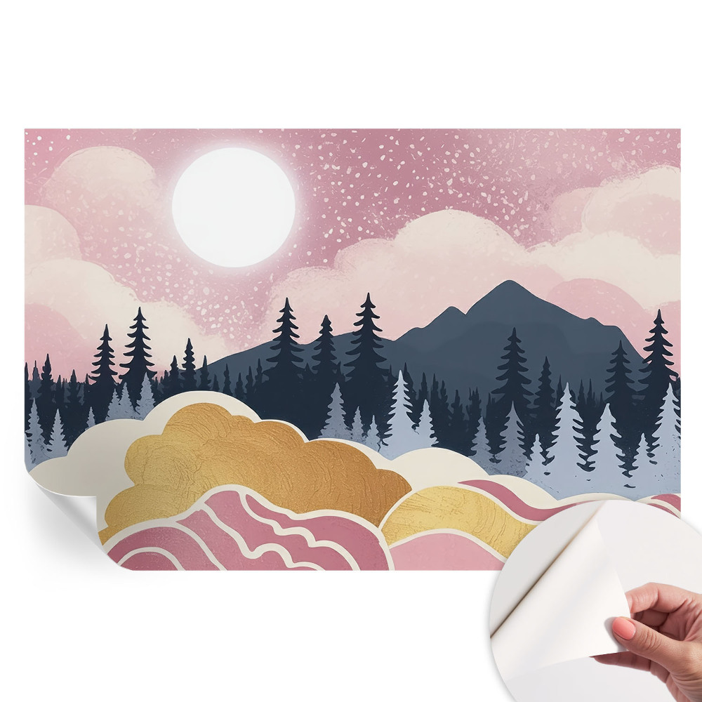 Moderní fototapeta do obývacího pokoje Růžový západ slunce