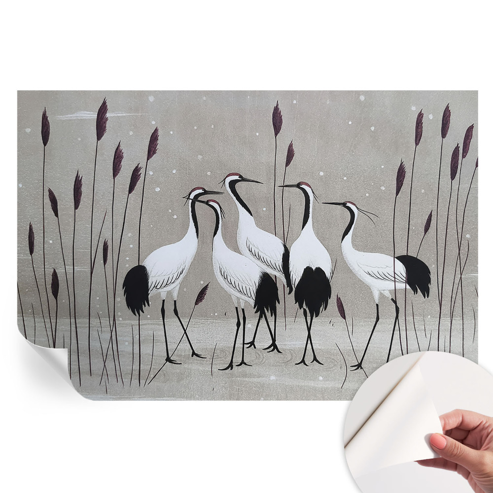 Samolepicí fototapeta Hejno jeřábů