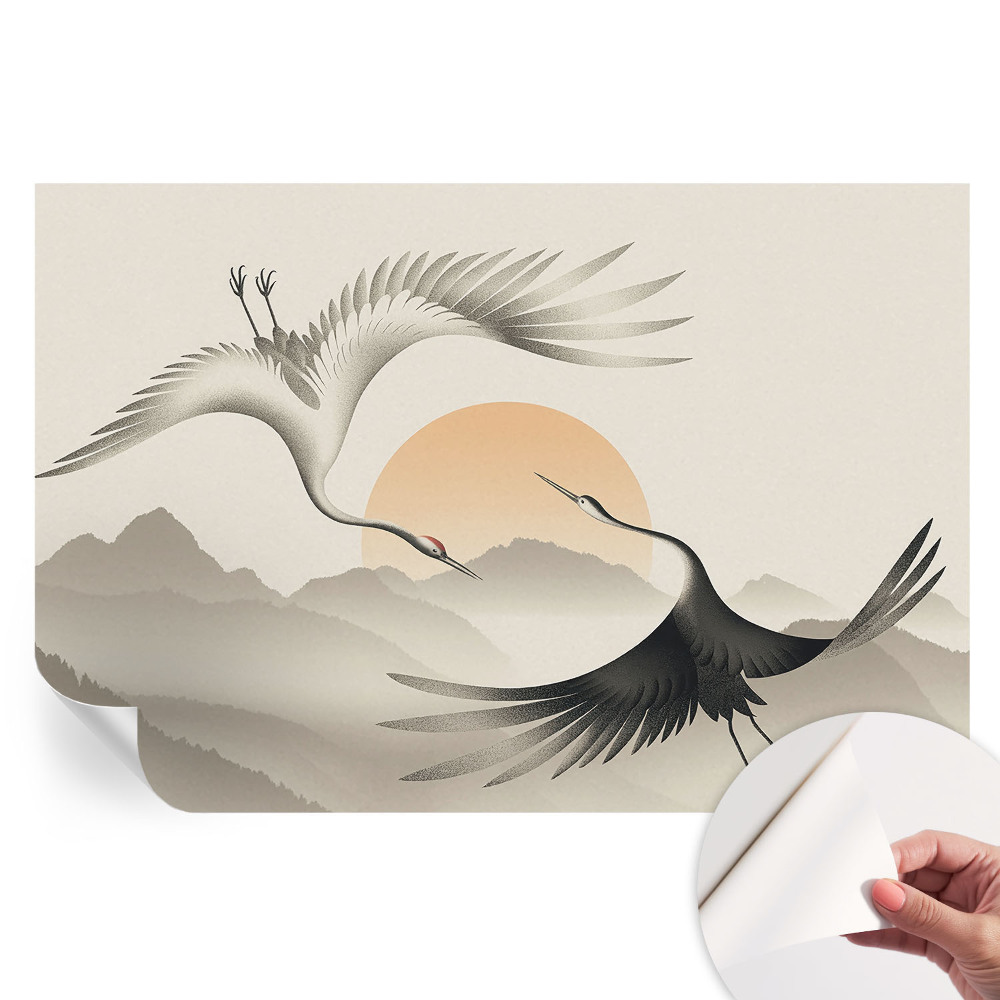 Samolepicí tapeta do obývacího pokoje Východní jeřábi