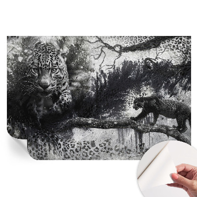 Moderní fototapeta na zeď s motivem abstraktních leopardů do obývacího pokoje
