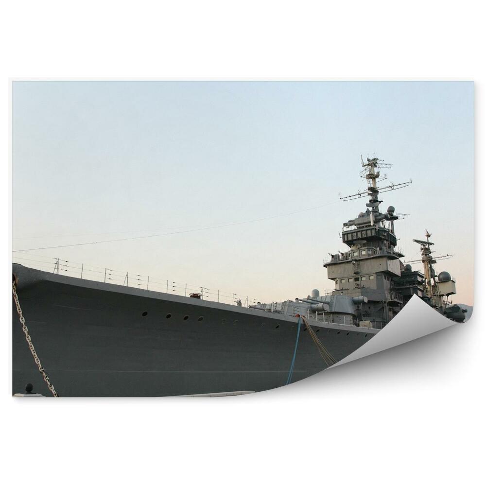 Samolepící fototapeta Vojenská loď šedá vlajka