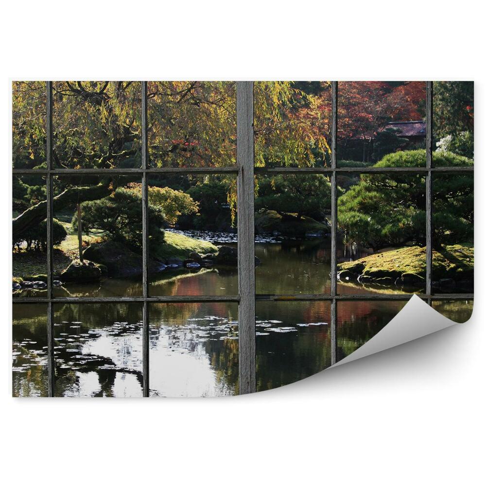 Fototapeta Okno s výhledem na rybník v parku