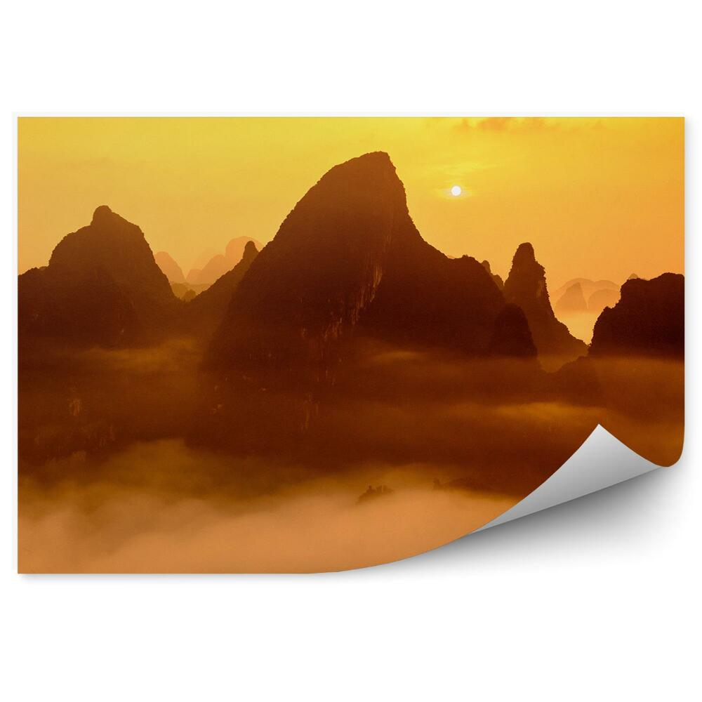 Fototapeta na zeď Hory západ slunce mlha