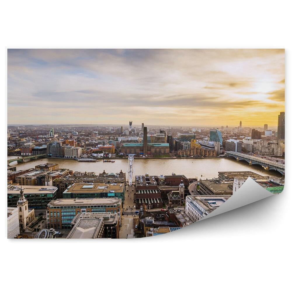 Tapeta na zeď Londýn pohled z ptačí perspektivy město obloha mraky západ slunce