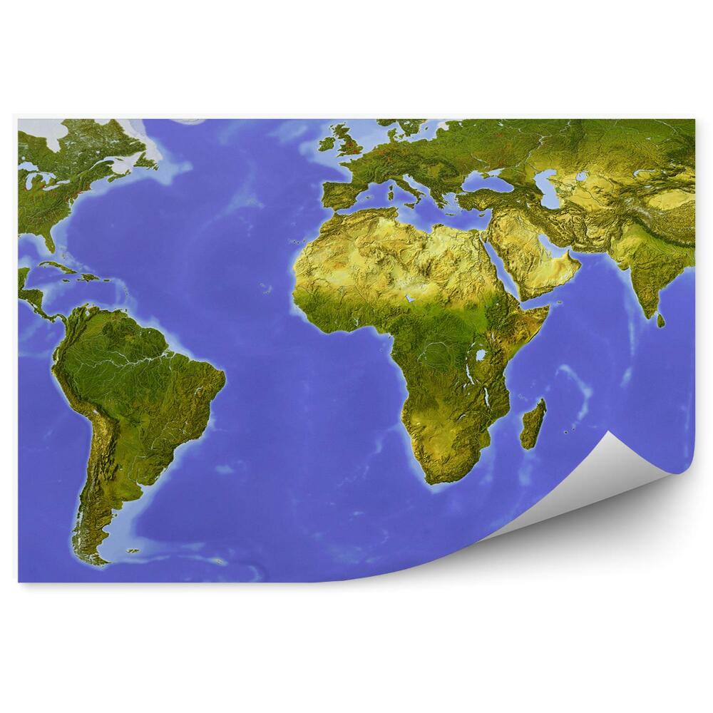 Fototapeta Fyzická mapa světa kontinentů