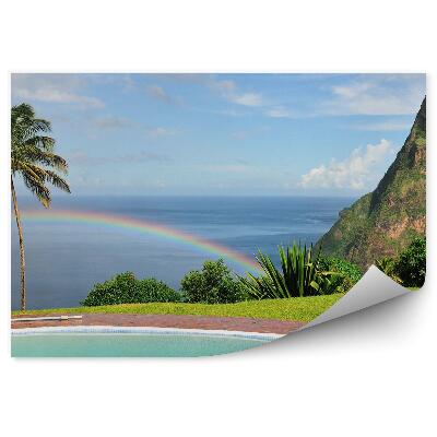 Samolepící fototapeta Mraky duha akvarel