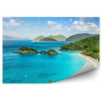 Fototapeta na zeď Modrá voda zelené ostrovy plážoví návštěvníci