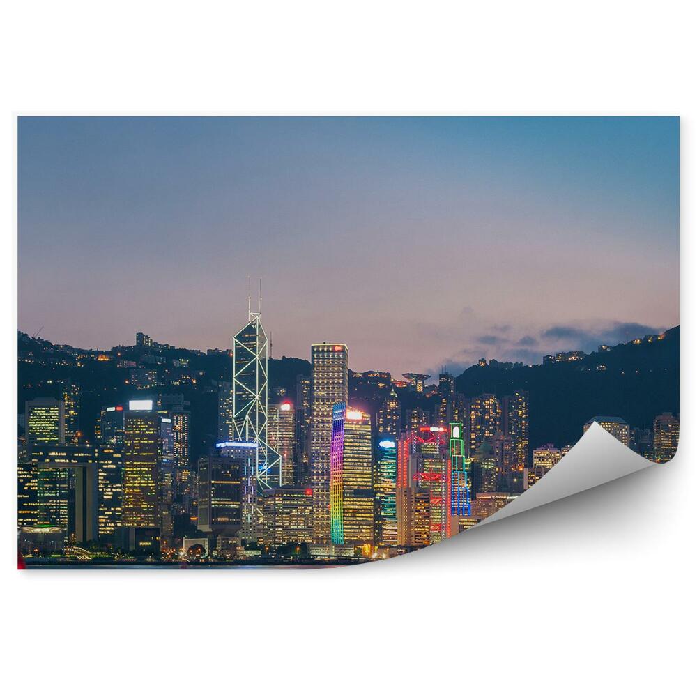 Samolepící fototapeta Panorama města Hongkong za soumraku