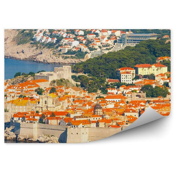 Fototapeta Dubrovník městské hradby domy stromy