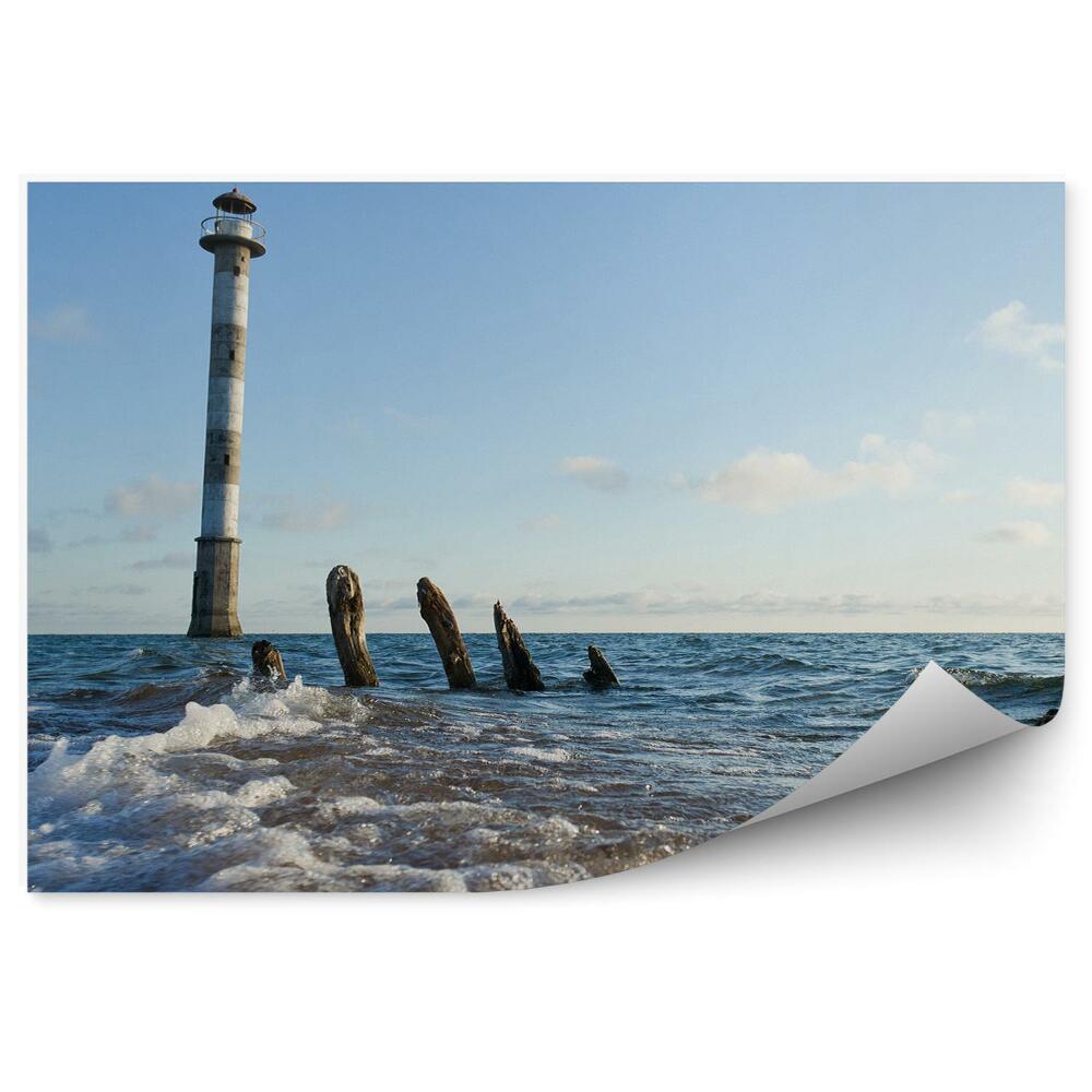 Fototapeta Maják Baltské moře vlny horizont
