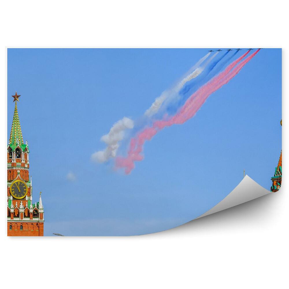 Fototapeta na zeď Ruská vlajka letadla kouř budovy