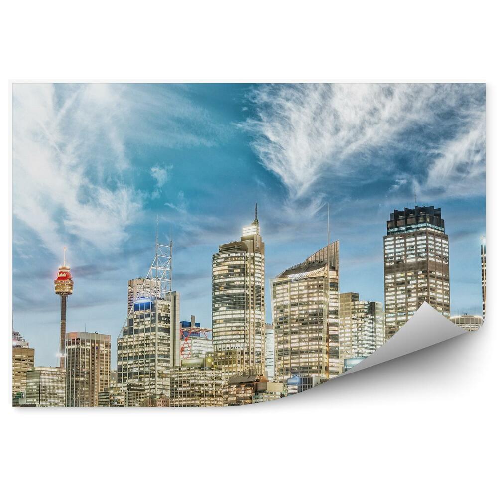 Fototapeta Mrakodrapy stromy obloha mraky Sydney