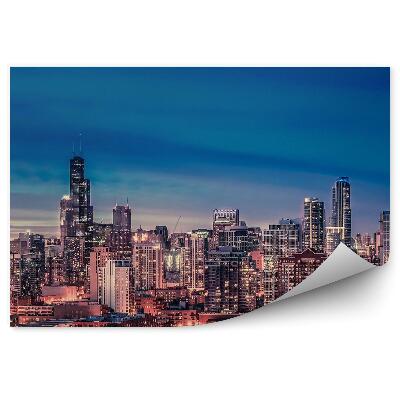 Samolepící fototapeta Chicago panorama mrakodrapy budovy nebe světlo