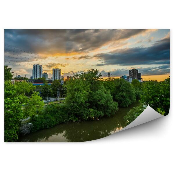 Fototapeta Západ slunce nad vegetací řeky Toronto