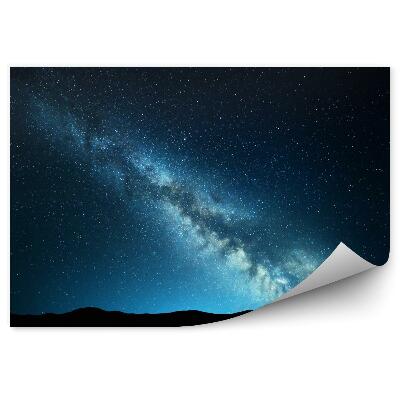 Fototapeta na zeď Noční krajina s úžasnou mléčnou dráhou modré noční hvězdné oblohy s kopci