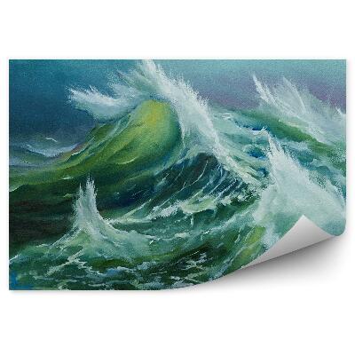 Samolepící fototapeta Malované vysoké tmavé mořské vlny