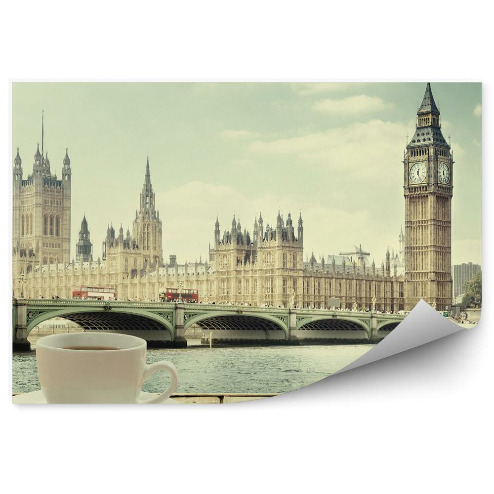 Fototapeta na zeď Westminster Palace Big Ben most tamiza deska šálek kávy Londýn