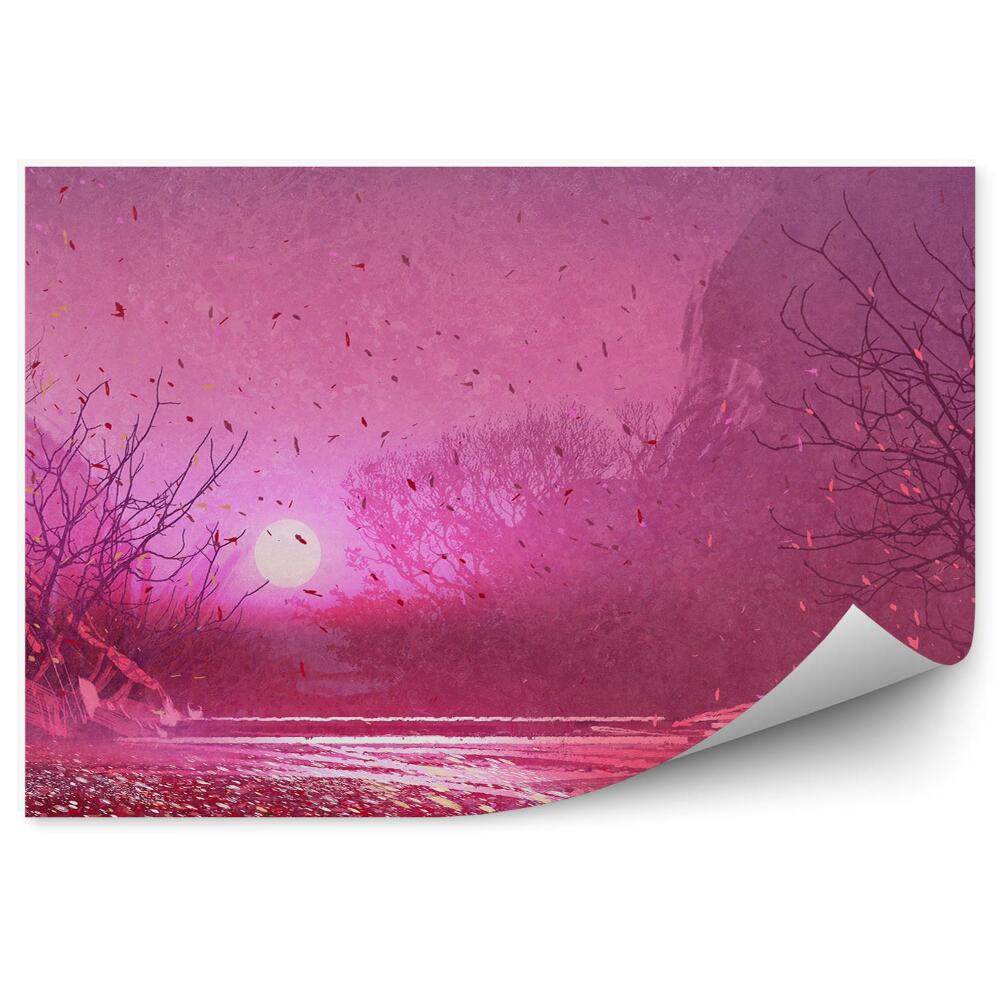 Samolepící fototapeta Fantasy krajina mosty lavičky stromy západ slunce
