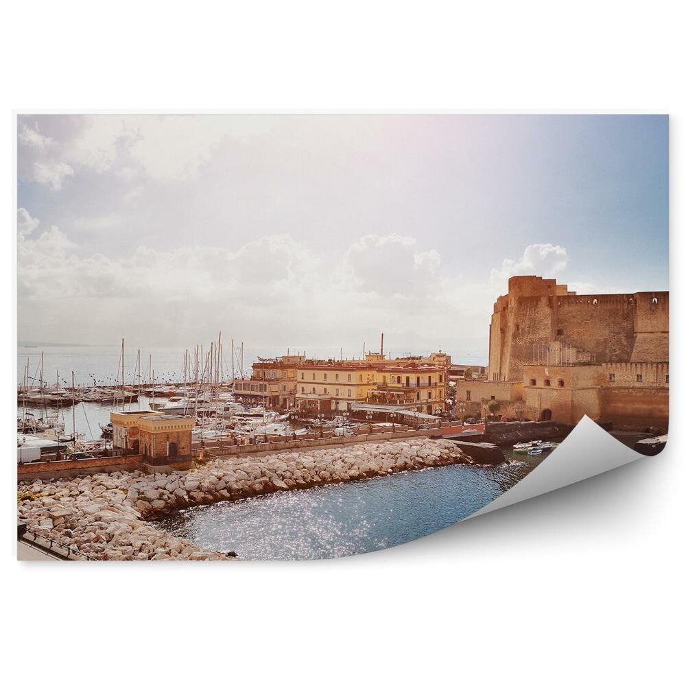 Samolepící tapeta Pobřeží Amalfi budovy moře hory mraky stromy jachty Neapol