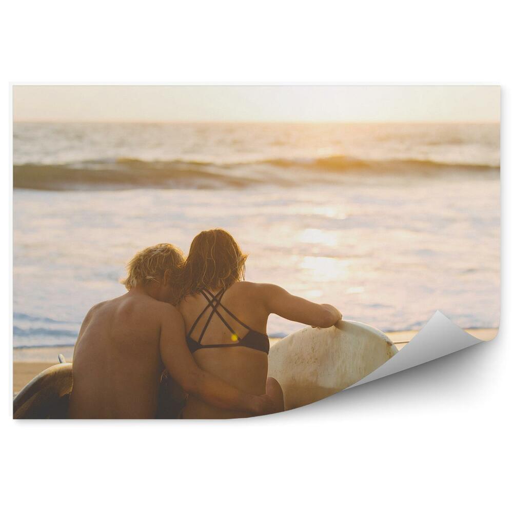 Fototapeta Pár surfaři láska pláž datování pobřeží horizont