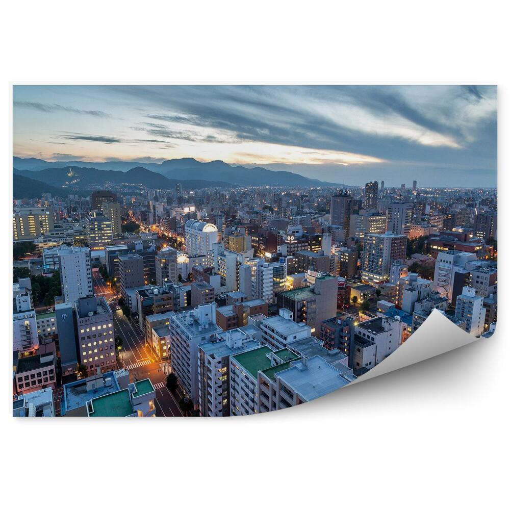 Samolepící fototapeta Sapporo panorama města pohled z ptačí perspektivy hory