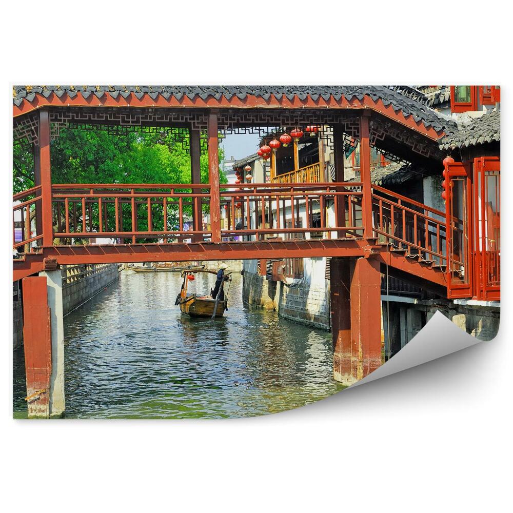 Samolepící fototapeta Vodní vesnice Šanghaj lodní most architektura