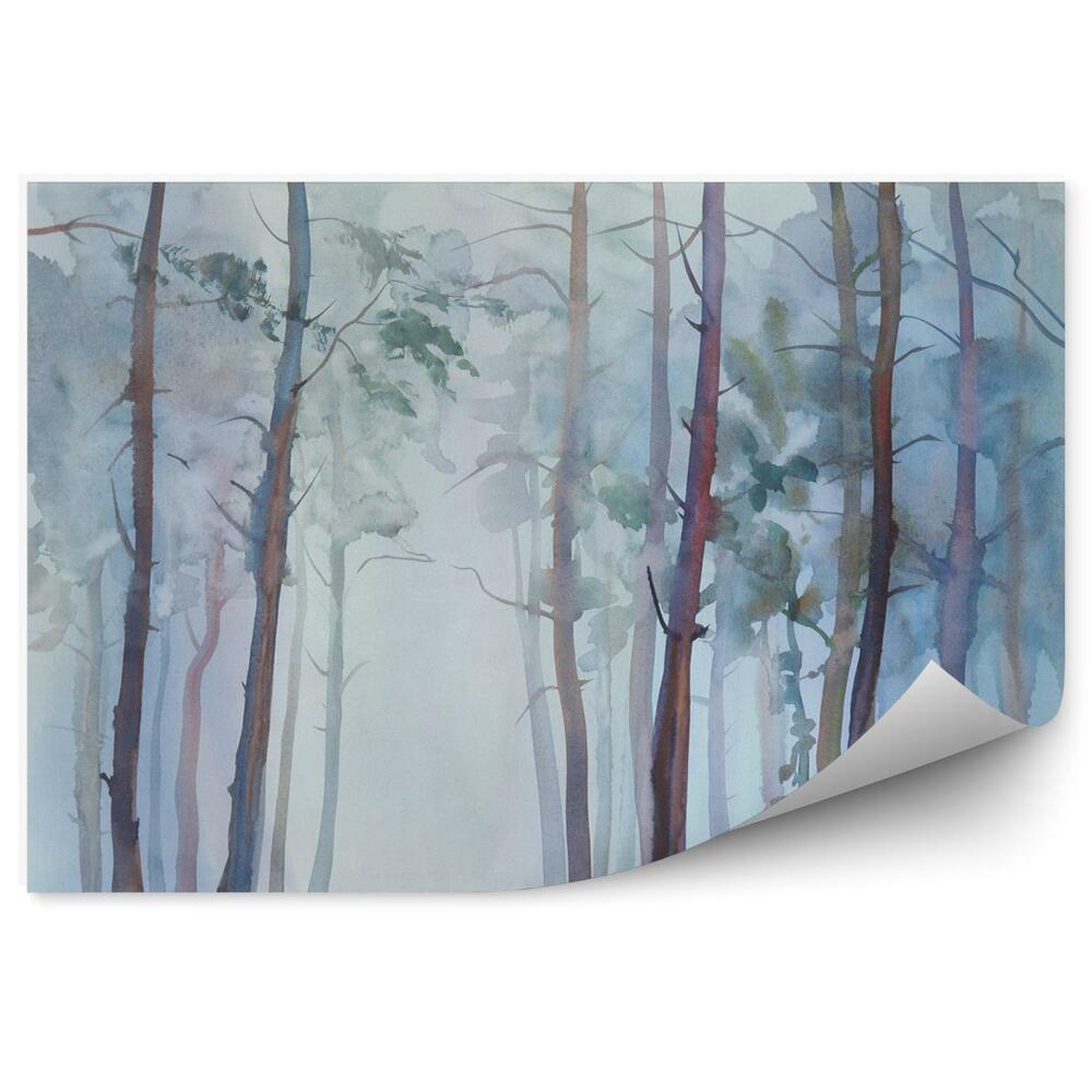 Fototapeta Mlžný les akvarel