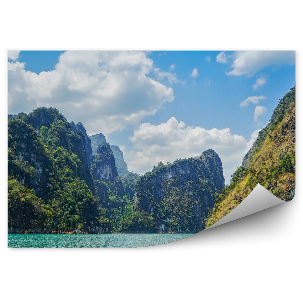 Samolepící fototapeta Jezero Cheow Lan a hory Thajska