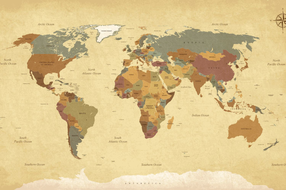 Samolepící fototapeta Mapa světa vintage