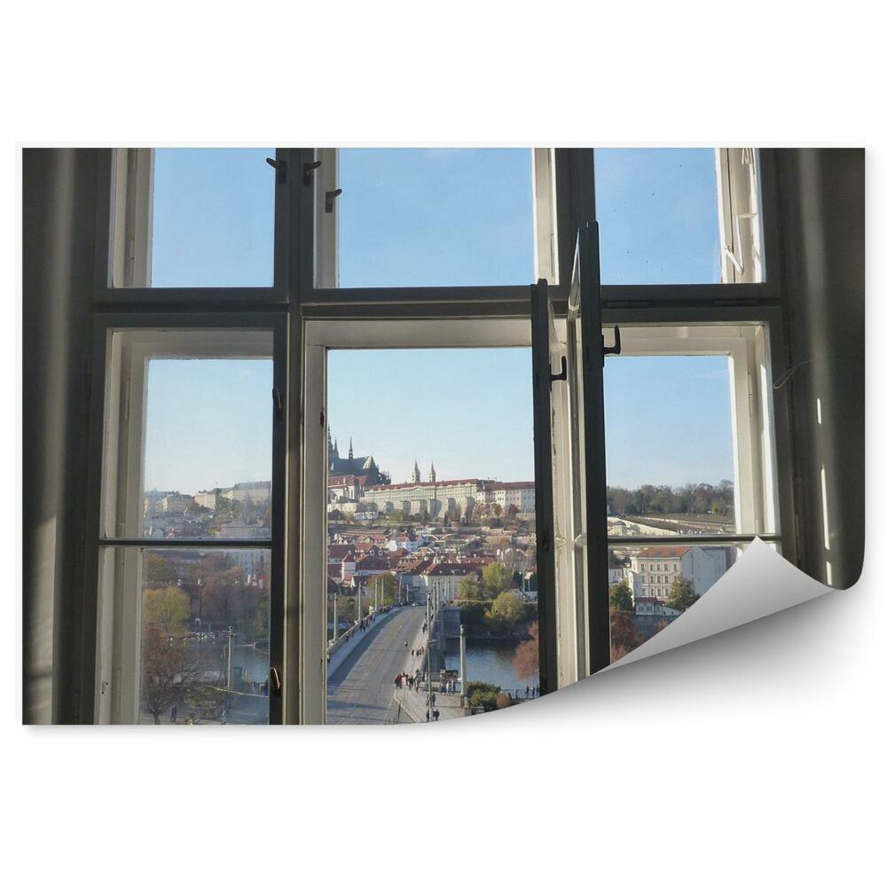 Samolepící fototapeta Staré okno a pohled na Hradčany