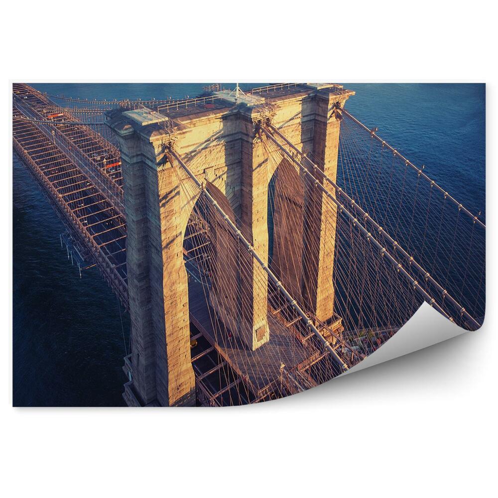 Fototapeta na zeď Vlajka na Brooklynském mostě město řeka