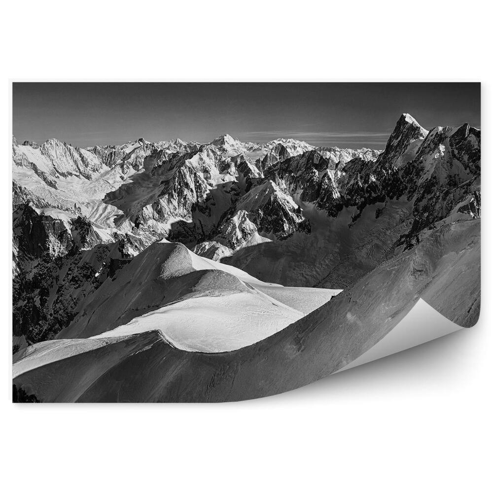 Samolepící fototapeta Sépiové panoramatický pohled na Mont Black hora zimní sníh