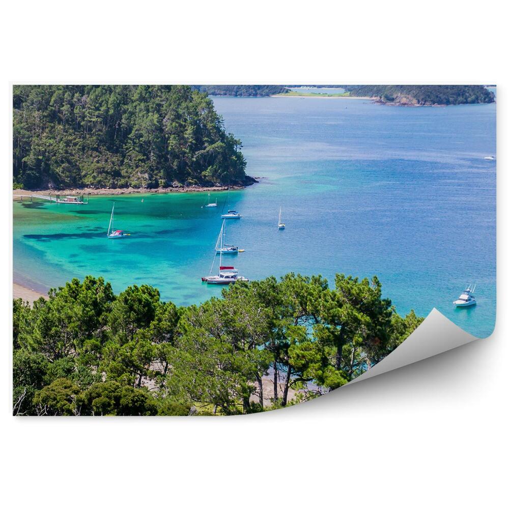 Samolepící fototapeta Pohled z ptačí perspektivy Whitsundayské ostrovy hory pláž oceán lodě