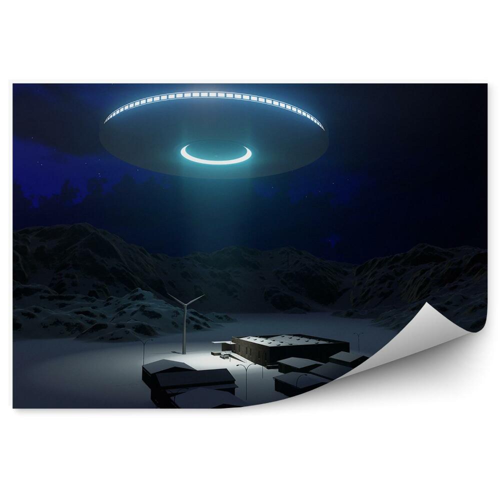 Fototapeta 3d UFO nebe mraky pohled na moře