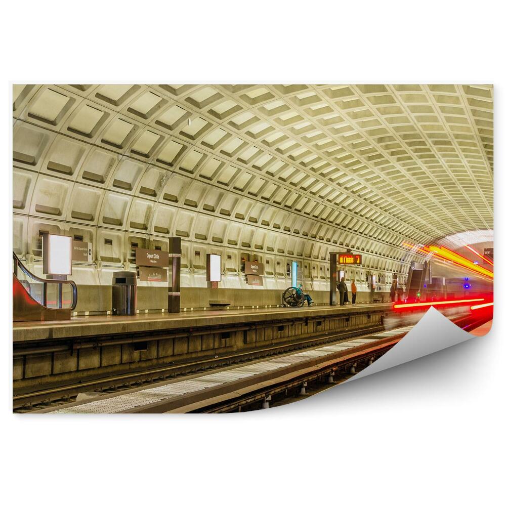 Samolepící fototapeta Interiér stanice metra pohyb světla