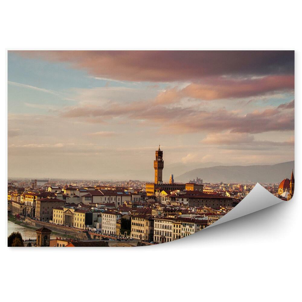 Fototapeta Panorama Florencie Itálie zlatnický most pohled na řeku nebe mraky