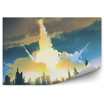 Samolepící fototapeta Raketa vypouštějící opuštěné město