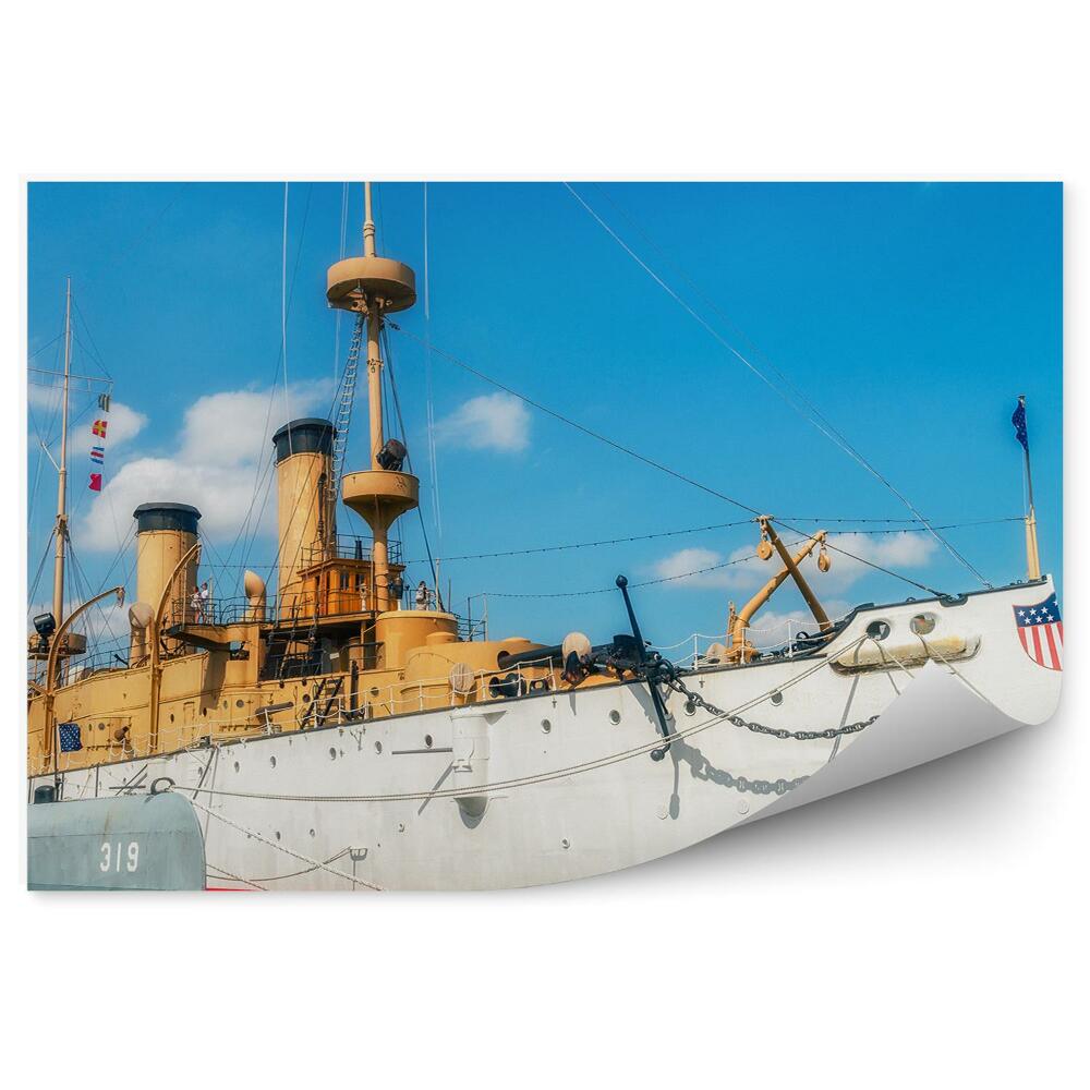Samolepící fototapeta Loď Amerika vlajka přístav voda