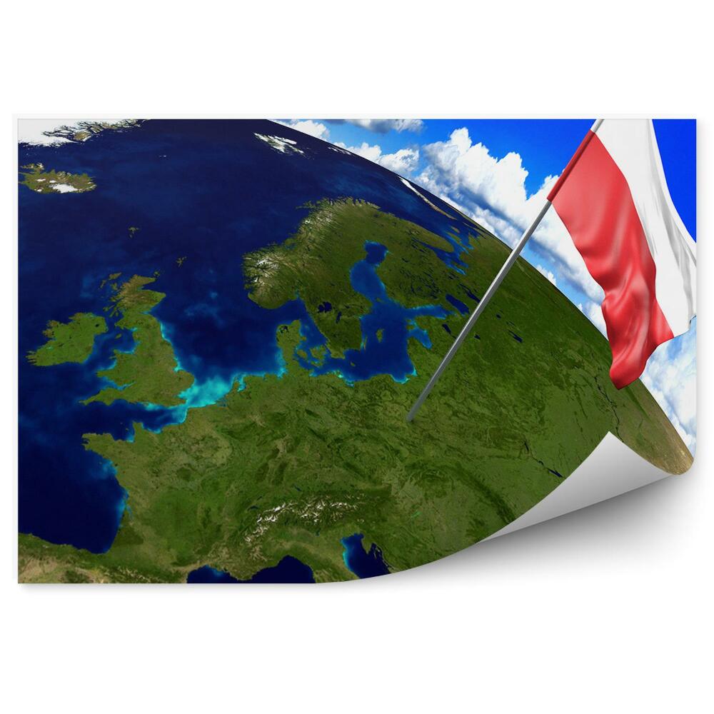 Samolepící fototapeta Polsko v Evropě vlajka