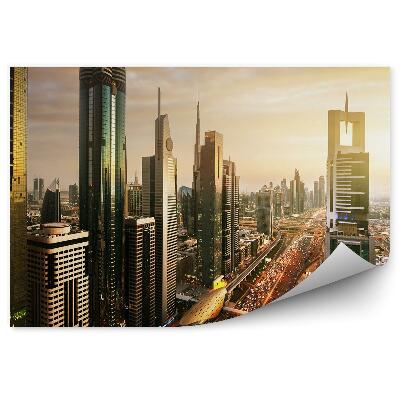 Samolepící tapeta Letecký pohled Dubaj mrakodrapy silnice světla