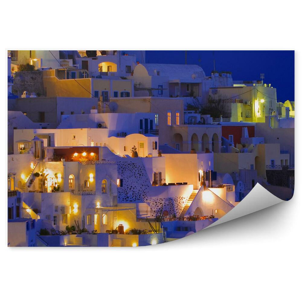 Samolepící tapeta Letecký pohled Santorini budovy Řecko noc